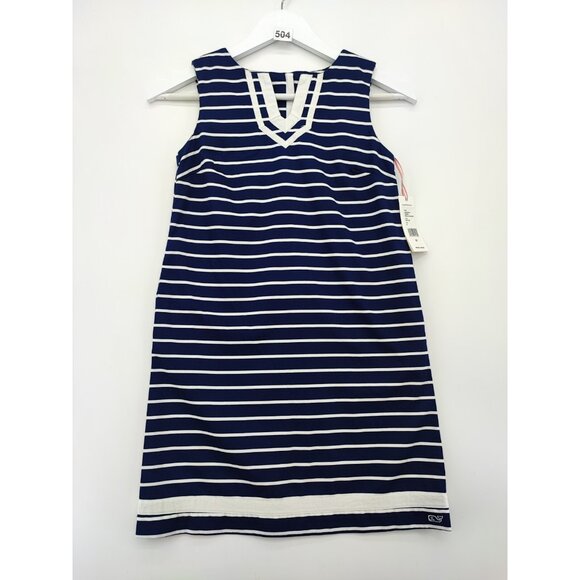 Vineyard Vines Girls Break Stripe Blue 100% Cotton Shift Tunic Dress Size 10